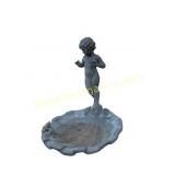 Vintage Zinc Putti Garden Birdbath