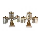 Two Brass Three-Branch Girandoles