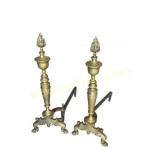 Pair of Brass and Cast Iron Fireplace Andirons