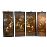 Four Chinese Wall Panels with Figural Scenes
