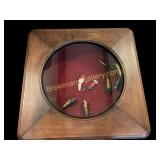 Wooden Framed Display of Fishing Lures