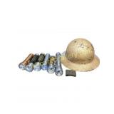 WWII Helmet and Flashlights