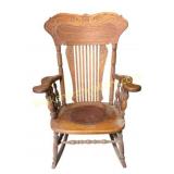 Oak Rocking Chair With Embossed Seat