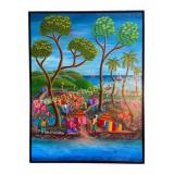 Alix Baptiste Folk Art Village Scene