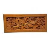 Chinese Hand Carved Wood Relief Panel