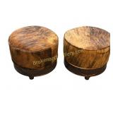Pair of Faux Cowhide Ottoman