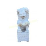Carved White Marble Guardian Lion Statue