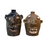 Two Southern Folk Art Face Jugs