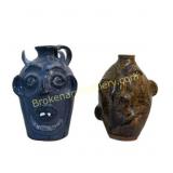 Pair of Southern Folk Art Face Jugs