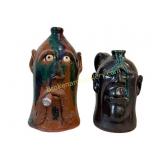 Two Southern Folk Art Face Jugs