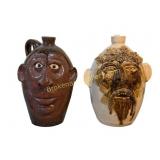 Two Southern Folk Art Face Jugs
