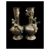 Pair Art Nouveau Figural Vases