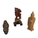 Three Japanese Wooden Figures