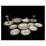 Small Group Pewter Bowls, Plates