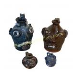 Lot of Southern Folk Face Jugs with Miniatures