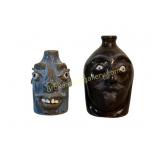 Two Southern Folk Art Face Jugs