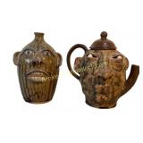 Two Southern Folk Art Face Jugs