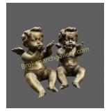 Pair Cast Bronze Puti Sculptures