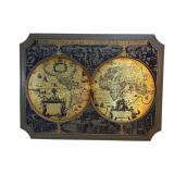 1964 Maskateers Brass 1628 World Map Etching