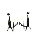 Pair of Black Wrought Iron Andirons