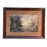 Framed Pool of London Print, George Cole