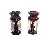 Pair of Ruby Tinted Lusters