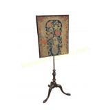 Antique Pole Screen with Floral Needlepoint Panel