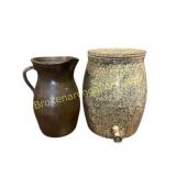 Stoneware Pitcher and Spigot Jar Set
