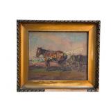 European Horse and Carriage Oil Painting
