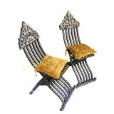 Pair of Middle Eastern Inlaid Folding Chairs