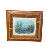 Framed Chromolithograph,Moonlight Fisherman