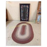 Framed Hooked Rug & Braided Rug