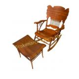 Pressed Back Rocking Chair with Bench