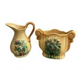 Yellow Ceramic Pitcher and Vase Set