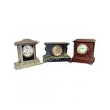 Three Mantel Clocks in Mixed Materials