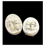 Pair Bisque Porcelain Plaques