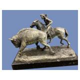 Western Scene Pewter Sculpture