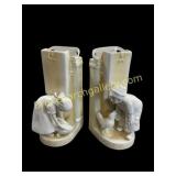 Pair Dutch Porcelain Bookend Vases