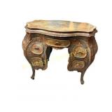 Venetian Chinoiserie Painted Bombe Kneehole Desk