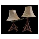 Two Rustic Twig Lamps