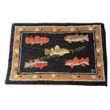 Laura Megroz "Trout" Wool Hooked Rug