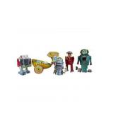 Lot of Vintage Tin Robots & Rabbit Pull Toy