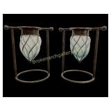 Pair Vintage Teardrop Glass Vases