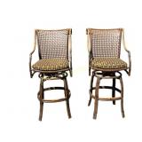 Pair of Bamboo Swivel Barstools