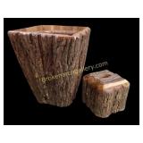 Rustic Log Waste Bin, Tissue Holder