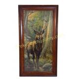 Lithograph of Antlered Stag in Forest