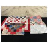 Six Vintage Hand Crafted Doll Quilts