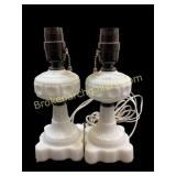 Pair Milk Glass Lamps