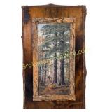 Woodland Hunting Scene with Tree-Bark Frame