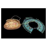 Vintage Tapestry Purse, Bead Work Collar